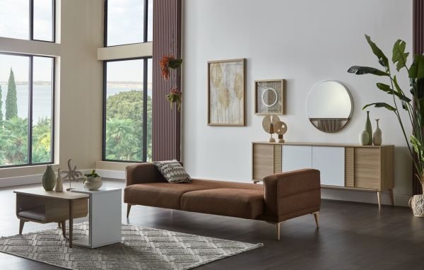 Lizbon Üçlü Koltuk Kahve