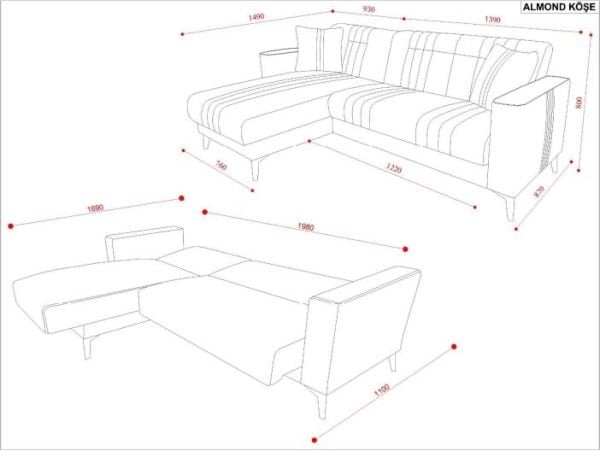 Almond L Köşe Koltuk(Uz+2)