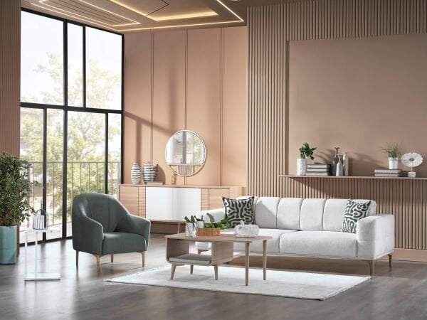 Santa Koltuk Takımı - Krem, Yeşil