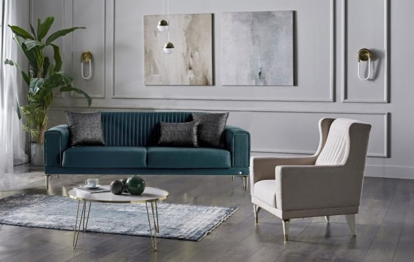 Perissa Koltuk Takımı - Yeşil, Krem