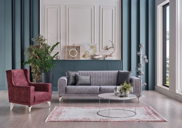 Perissa Koltuk Takımı - Gri, Gül Kurusu